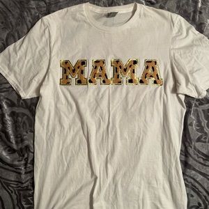 Boutique Leopard Print “Mama” T-Shirt with Glitter Gold
